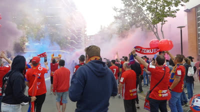 RECIBIMIENTO AL CD TERUEL A SU LLEGADA AL CAMPO PINILLA
